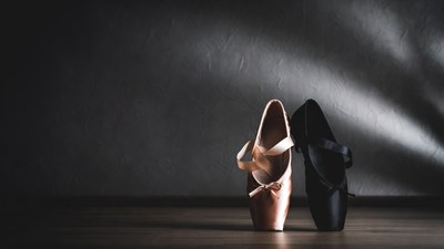 Pink and Black Ballet Pointe Shoes