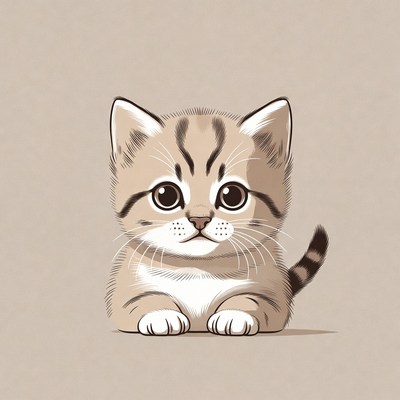 Cute tabby kitten illustration