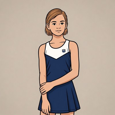 Girl in navy school uniform