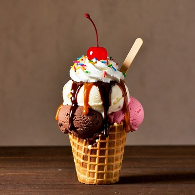 Ice Cream Sundae with Cherry