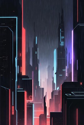 Neon Cyberpunk City Rain