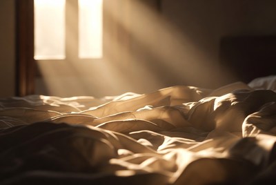Sunlight Beams on White Bed Sheets