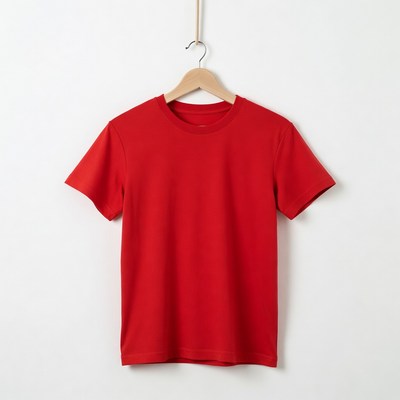 Red T-shirt Hanging on Hanger