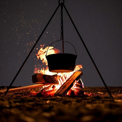 Campfire with Hanging Pot