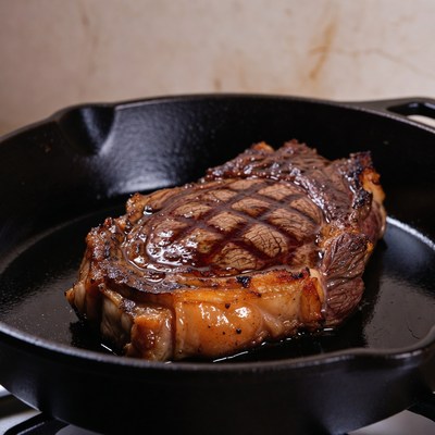 Grilled Ribeye Steak in Cast Iron Skillet