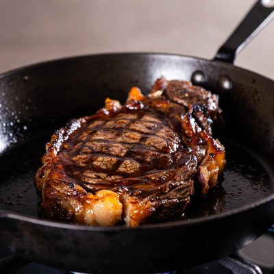 Seared Ribeye Steak in Cast Iron Skillet