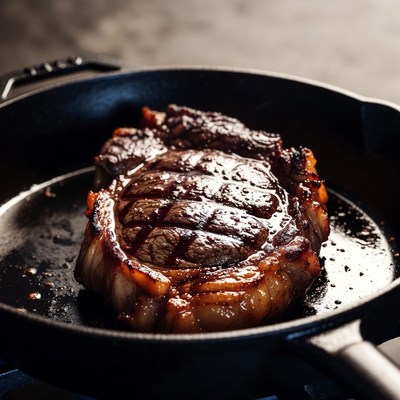 Ribeye Steak in Cast Iron Skillet