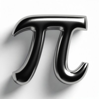 Shiny metallic pi symbol