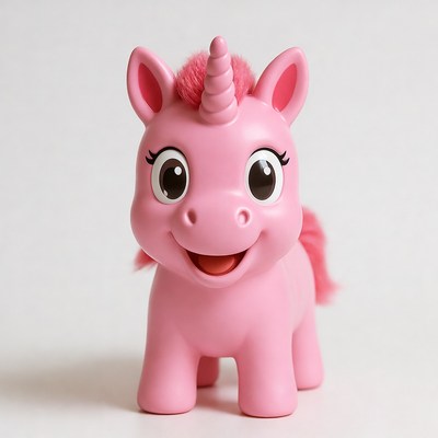 Pink smiling unicorn toy