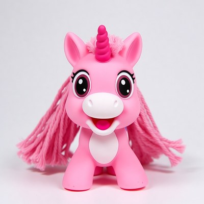 Pink toy unicorn with mane