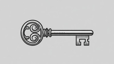 Vintage Ornate Key Illustration