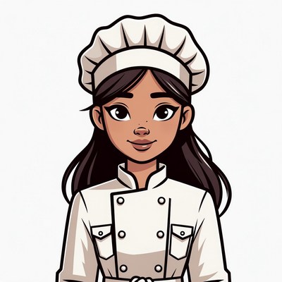 Cartoon Asian woman chef