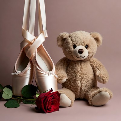 Pink Ballet Slippers with Teddy Bear