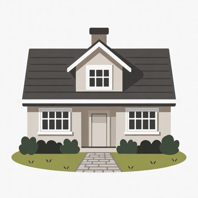 Cartoon House with Garden Path