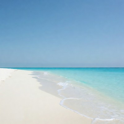 White sand beach turquoise ocean