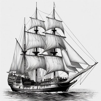 Sailing Ship on Ocean