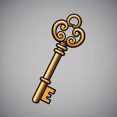 Golden ornate key illustration