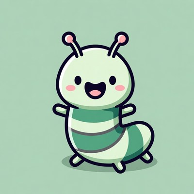 Cute smiling cartoon caterpillar