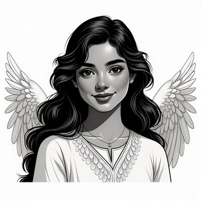 Beautiful winged angel girl portrait