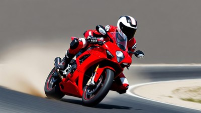 Man racing red Ducati on track