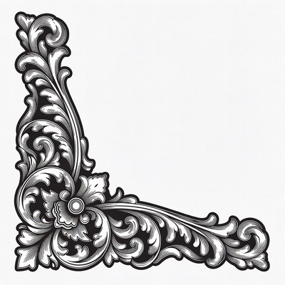 Ornate Black Floral Corner Design