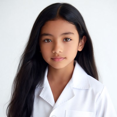 Asian girl in white lab coat