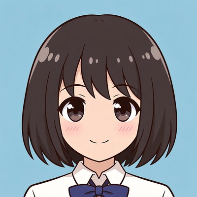 Anime girl with bob haircut smiling