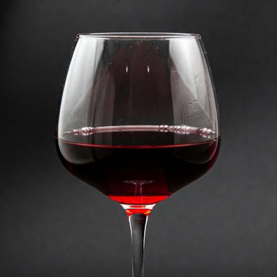 Red Wine Glass on Black Background