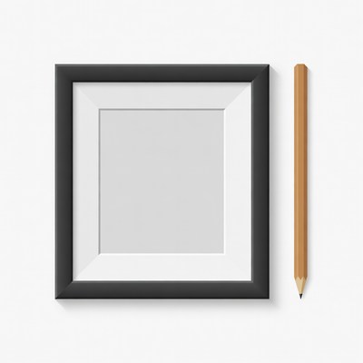 Empty Black Picture Frame with Pencil