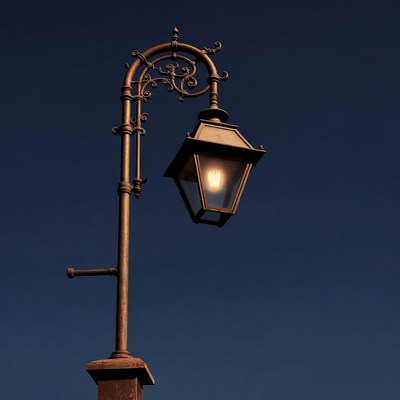 Vintage Street Lamp at Night