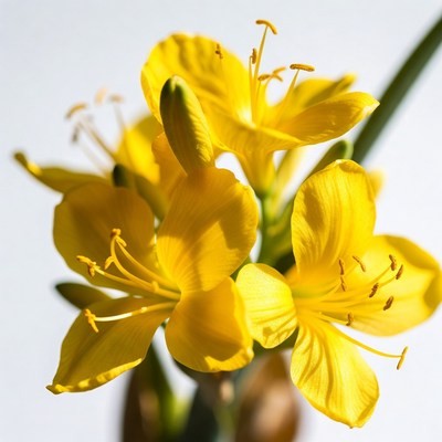 Yellow Clivia Flowers on White Background