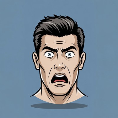 Cartoon man with shocked expression