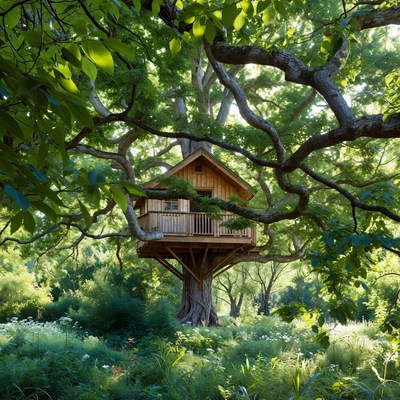 Treehouse in Large Oak Tree