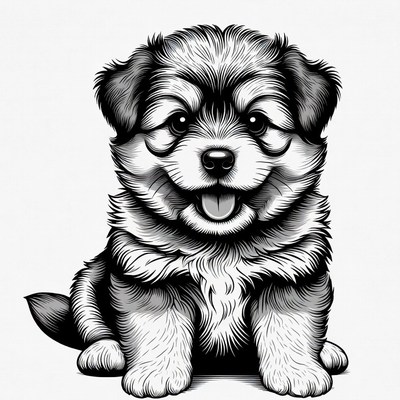Cute fluffy puppy illustration