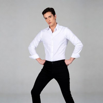 Handsome man in white shirt black pants