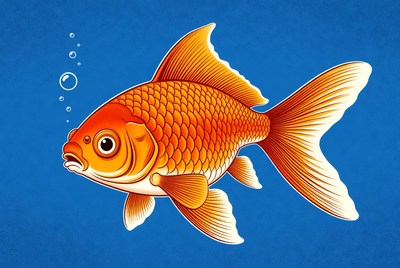Orange Goldfish Swimming with Bubbles