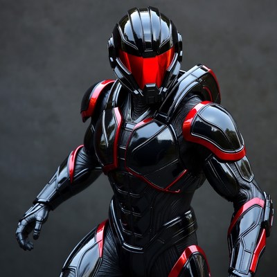 Black armored sci-fi soldier helmet