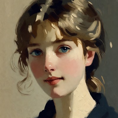 Portrait of young woman with blue eyes