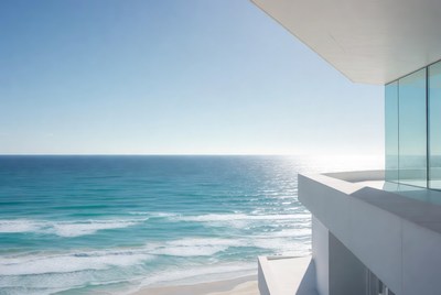 Modern White Building Overlooking Ocean
