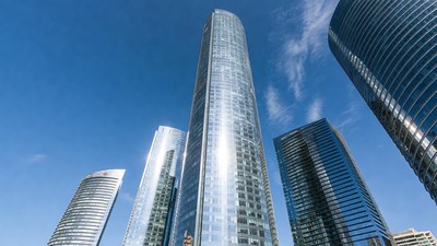 Modern Skyscrapers Against Blue Sky