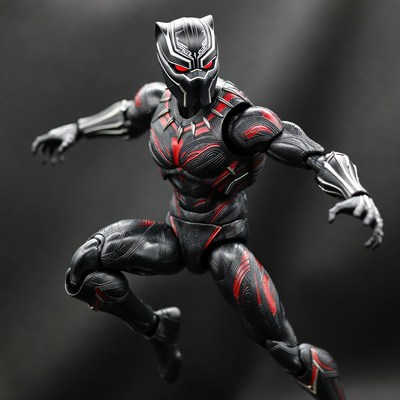 Black Panther action figure leaping