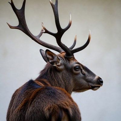 Red deer stag with large antlers