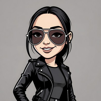 Asian woman in sunglasses and leather jacket
