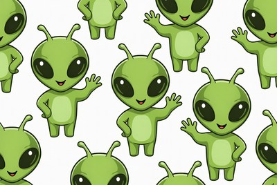 Cute green aliens waving pattern