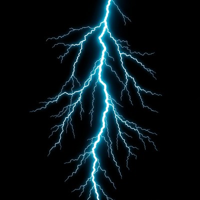 Bright lightning bolt on black background