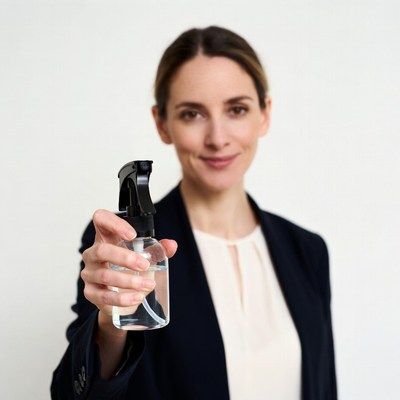 Woman holding spray bottle