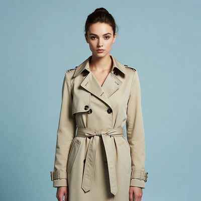 Woman wearing beige trench coat