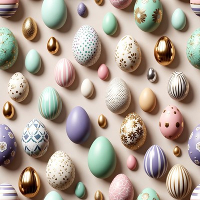 Colorful Easter Eggs on Beige Background