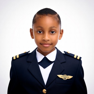Young Black boy in steward uniform