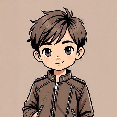 Anime boy in brown leather jacket